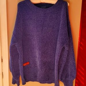 Simply Southern Blue Cold-Shoulder Chenille Sweater